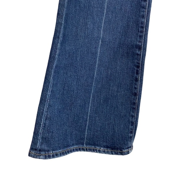 Paige Laurel Canyon Distressed Mid Rise Flare Medium Blue Wash Jeans Stretch 27 - Picture 5 of 15